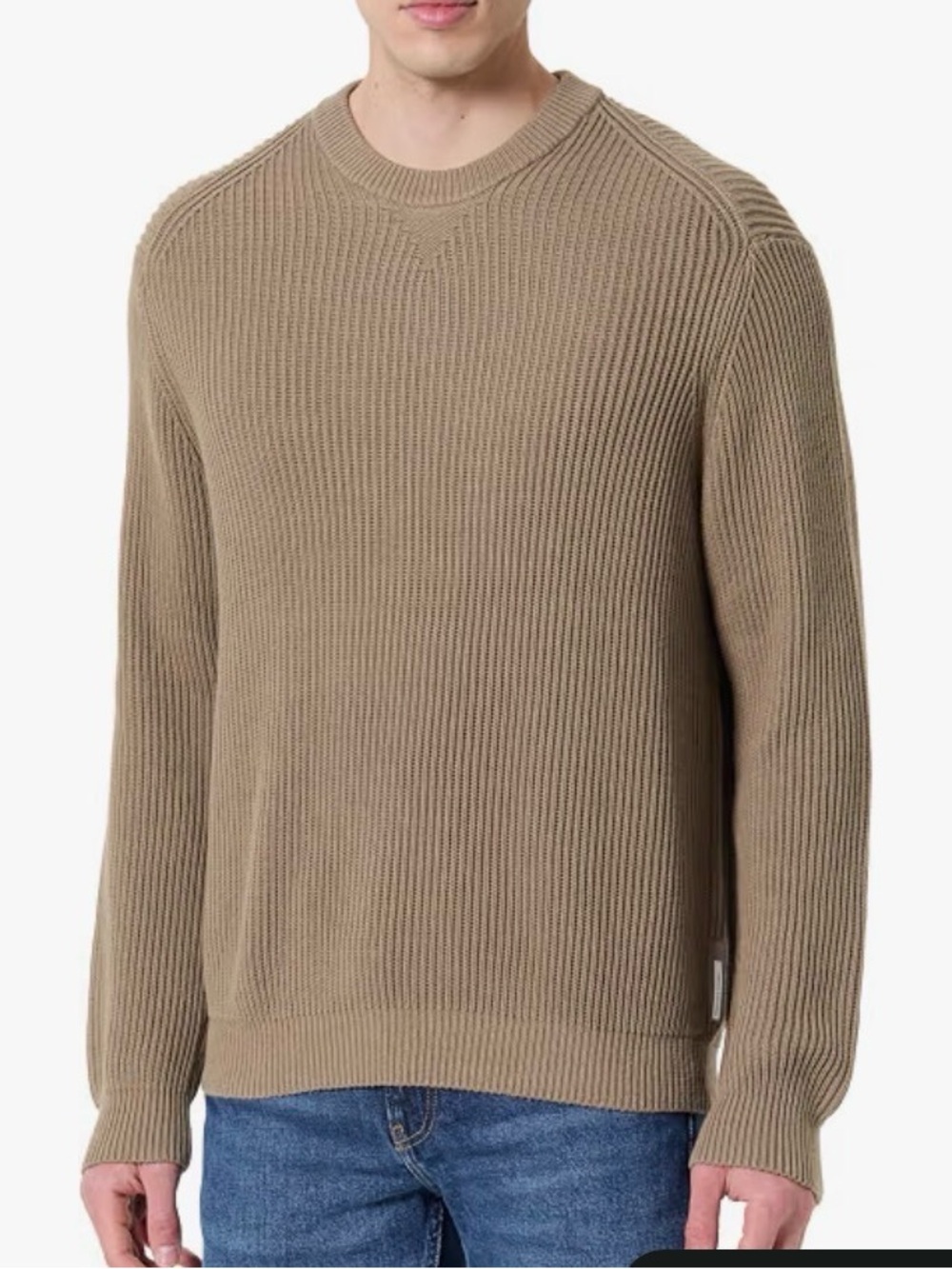 Goodfellow & Co Men's Ribbed Crewneck Sweater in Taupe